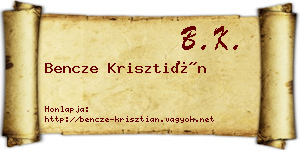 Bencze Krisztián névjegykártya