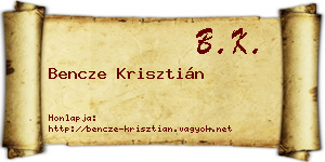 Bencze Krisztián névjegykártya